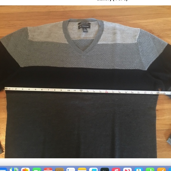 INC International Concepts Men's Gray Stripe V-neck Sweater Grey/Black, XL) - Picture 4 of 6